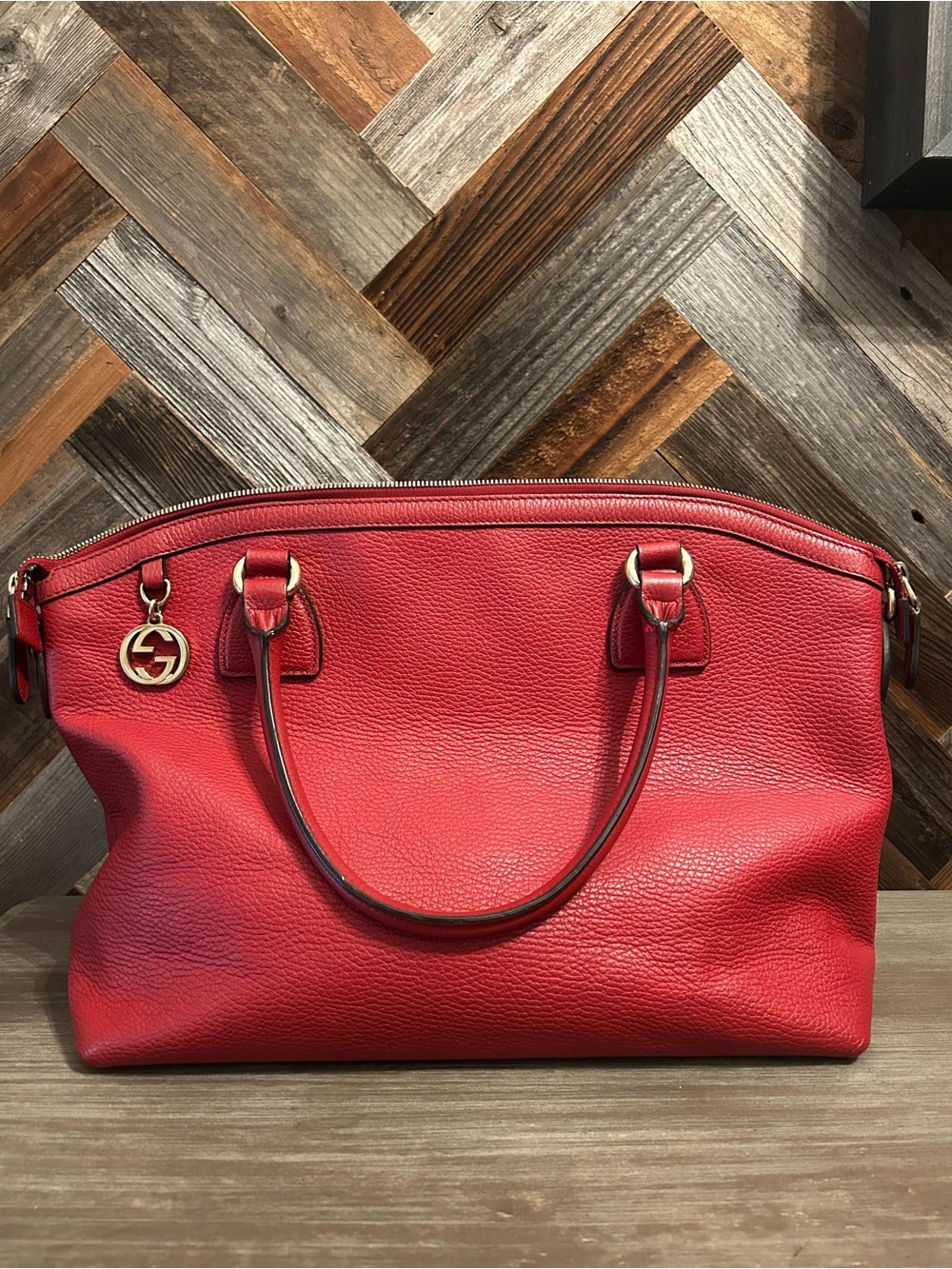 Gucci Dollar Calfskin GG Charm Dome Satchel